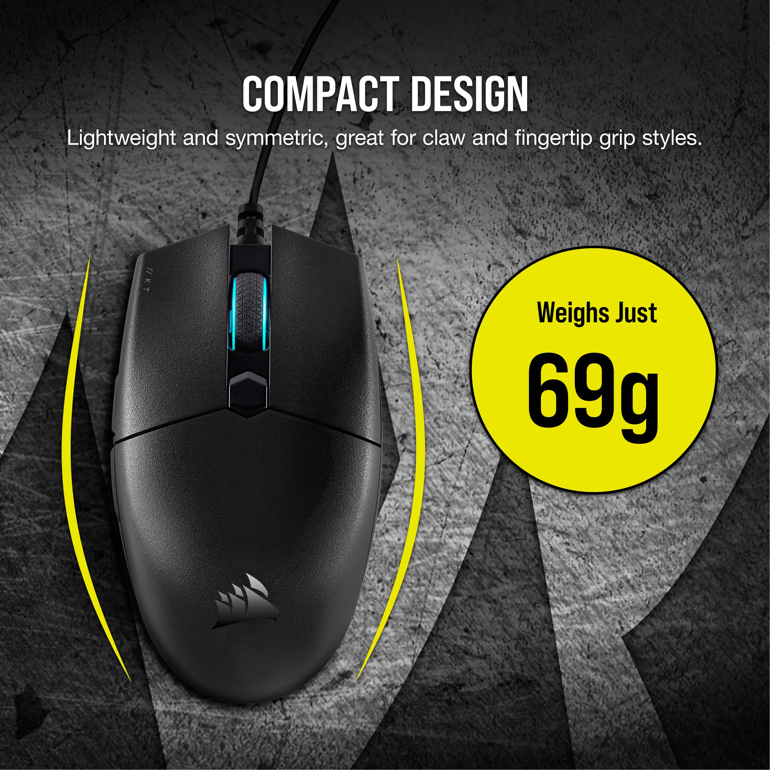Compact Design: Lightweight and symmetric, great for claw and fingertip grip styles. Weighs Just 69g.