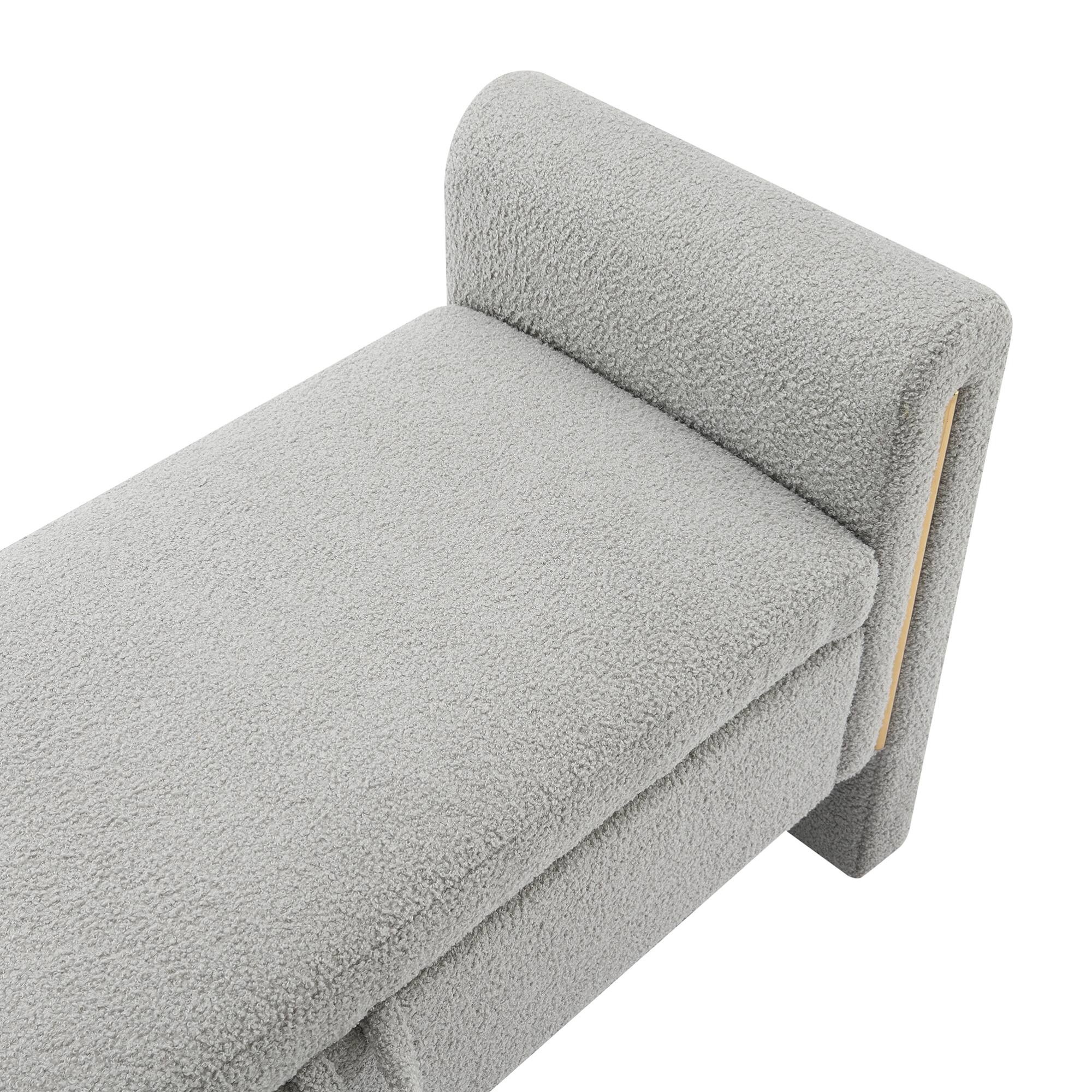 Alt View 4. GOODSILO - Modern Upholstered Storage Bench with Arms, Large Foot Rest Stool for Living Room and Bedroom - Grey.
