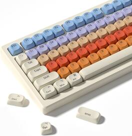Womier - PBT Keycap Set, MOA Profile Dye-Sub Custom Keyboard Keycap for Cherry MX Switch US Layout Mechanical Keyboard - Colorful-125 Keys