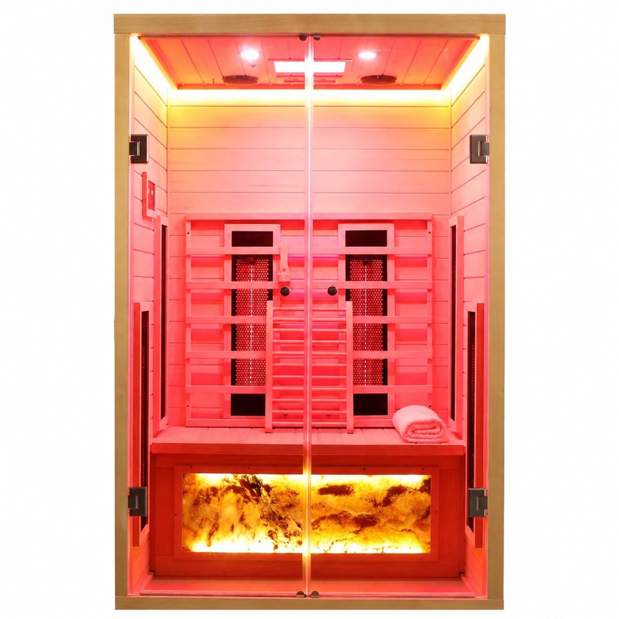RYHNUYNE - Two Person Indoor Hemlock Sauna, Far Infrared Carbon Crystal Heating, 9 Chromo Therapy Lights, Home Relaxation Room - Natural price history on PriceWatchPro