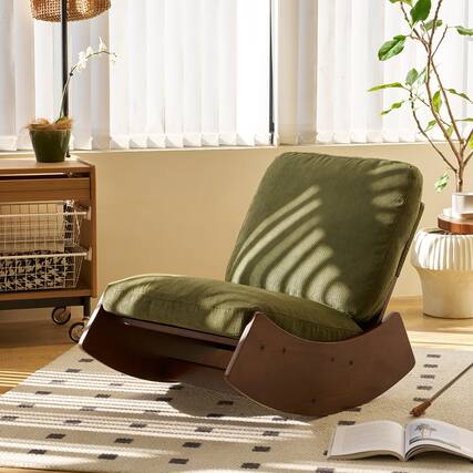 Front. Loheer - Loheer Glider Rocking Chair Solid Wood Nursery Accent Reading Chair - Beige.