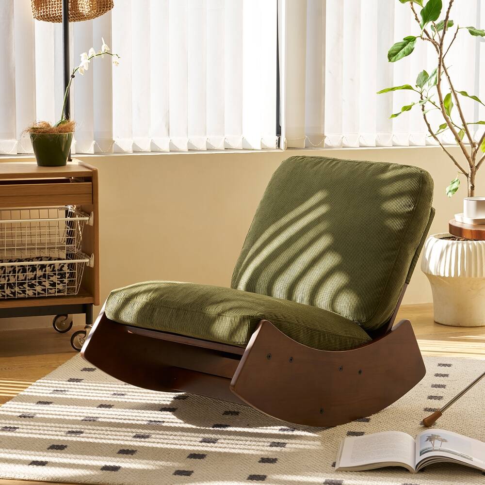 Front. Loheer - Loheer Glider Rocking Chair Solid Wood Nursery Accent Reading Chair - Beige.