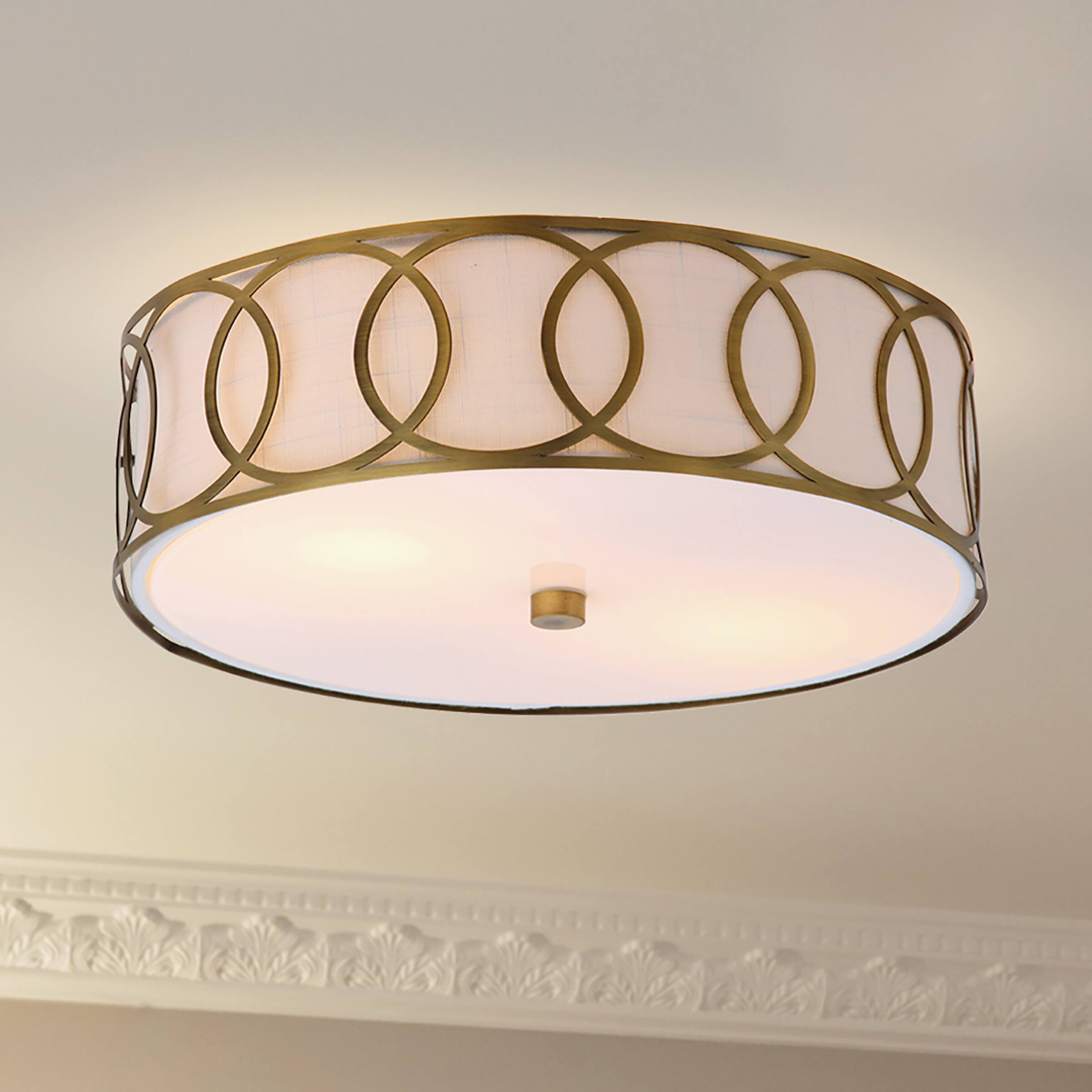 Alt View 1. Jonathan Y - Aria 2-Light 12.25" Metal LED Flush Mount, Brass Gold - Brass Gold.
