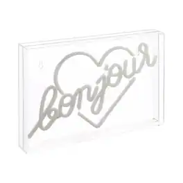 Jonathan Y - Bonjour Heart 15" X 10.3" Contemporary Glam Acrylic Box USB Operated LED Neon Light - Yellow