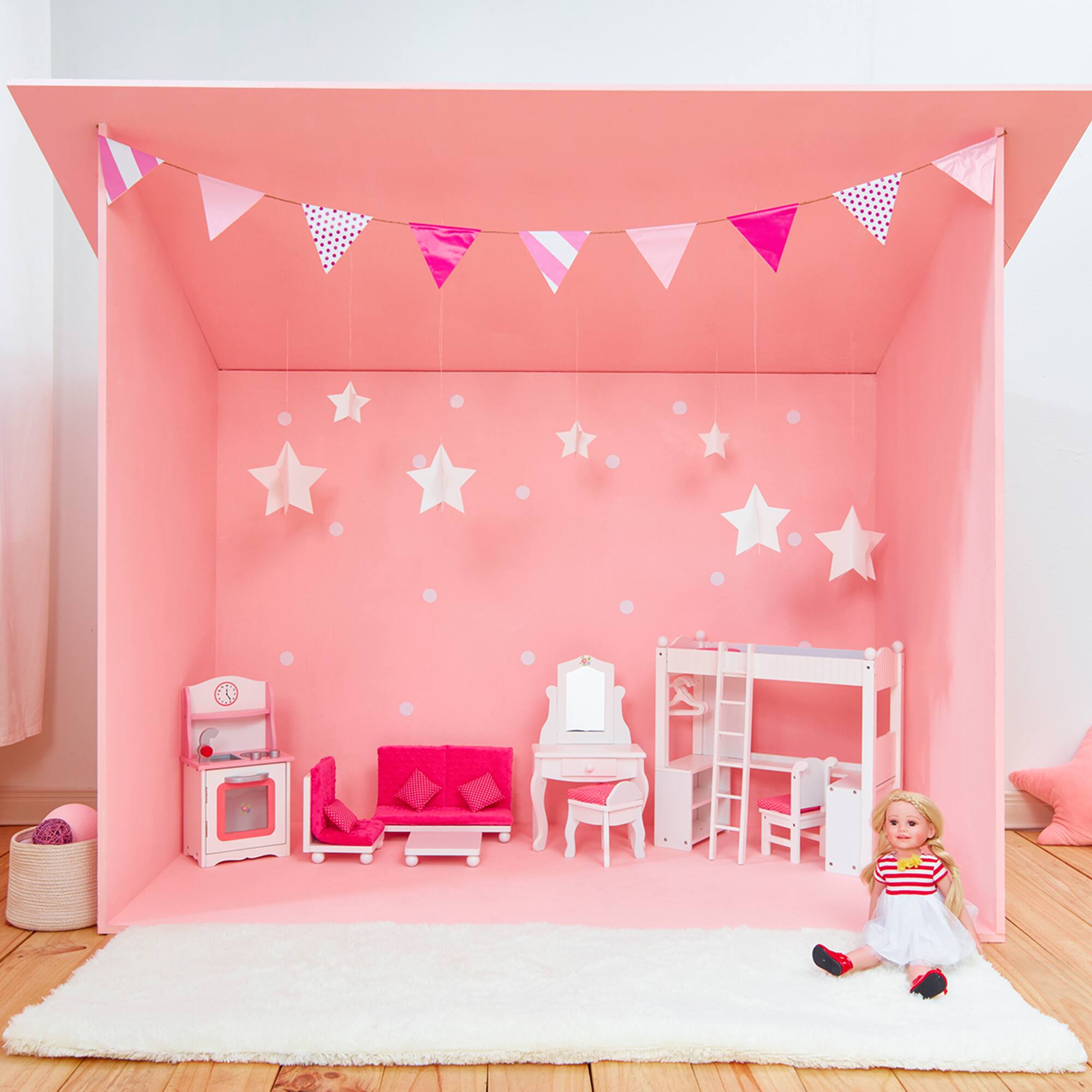 Front. Teamson Kids - Olivia's Little World Little Princess 3-pc. Lounge Set, Hot Pink/White.