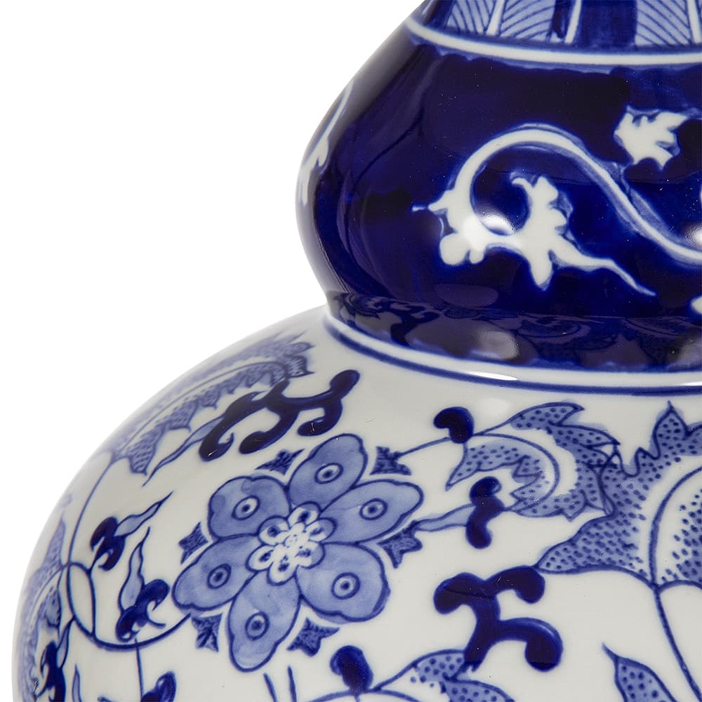 Alt View 6. Luckbyte - D14x27.6" Blue White Round Ceramic Vase Lamp.