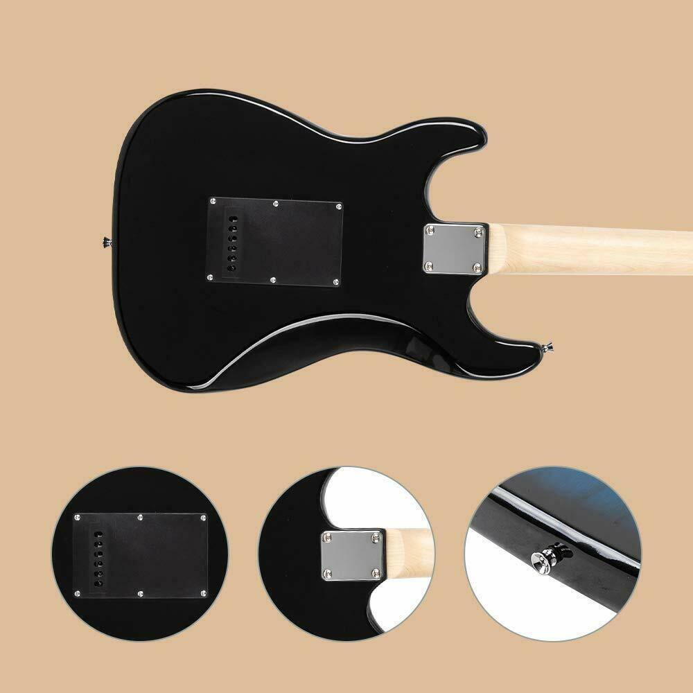 Left. Winado - Full Size Electric Guitar for Music Lover Beginner with 20W Amp and Accessories Pack Guitar Bag (DARK BLUE, 39").