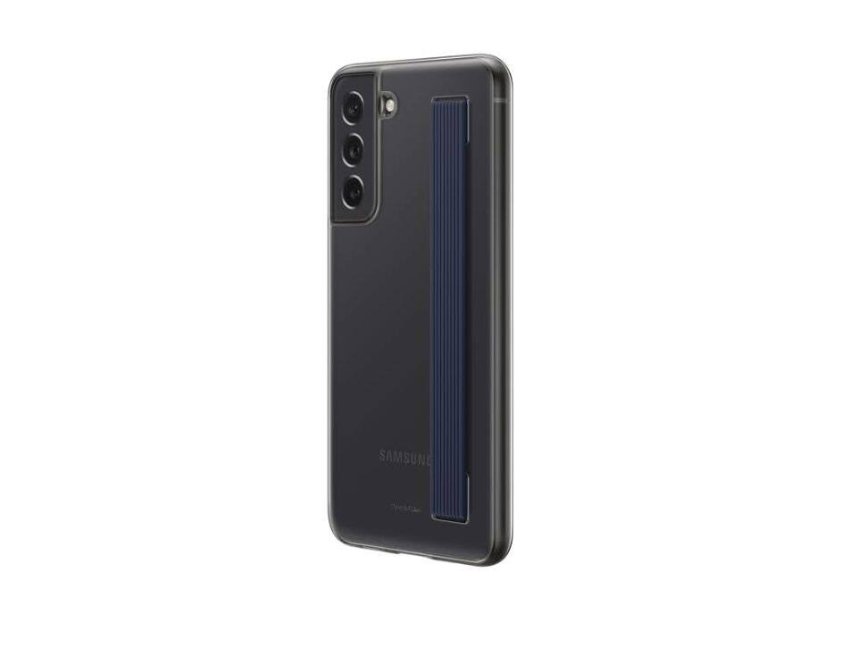 Left. Samsung - Samsung Galaxy S21 FE SIlicone Slim Strap Cover I Color: Black - Black.