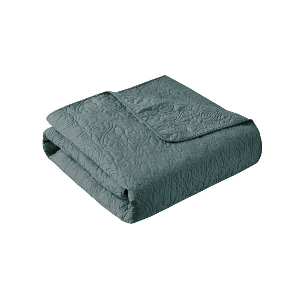 Alt View 3. Gracie Mills - Gracie Mills Sandy Reversible Bedspread Set with Classic Stitch Pattern - Balsam Green.