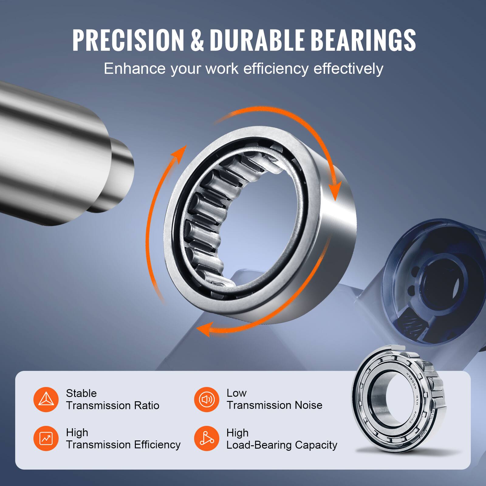 PRECISION & DURABLE BEARINGS  
Enhance your work efficiency effectively  

- Stable Transmission Ratio  
- Low Transmission Noise  
- High Transmission Efficiency  
- High Load-Bearing Capacity