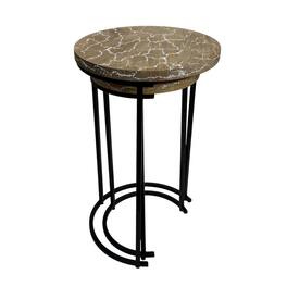 Carolina Chair & Table - Electra 24" Round Nesting Table - Electrified Wood - White - Natural, Black