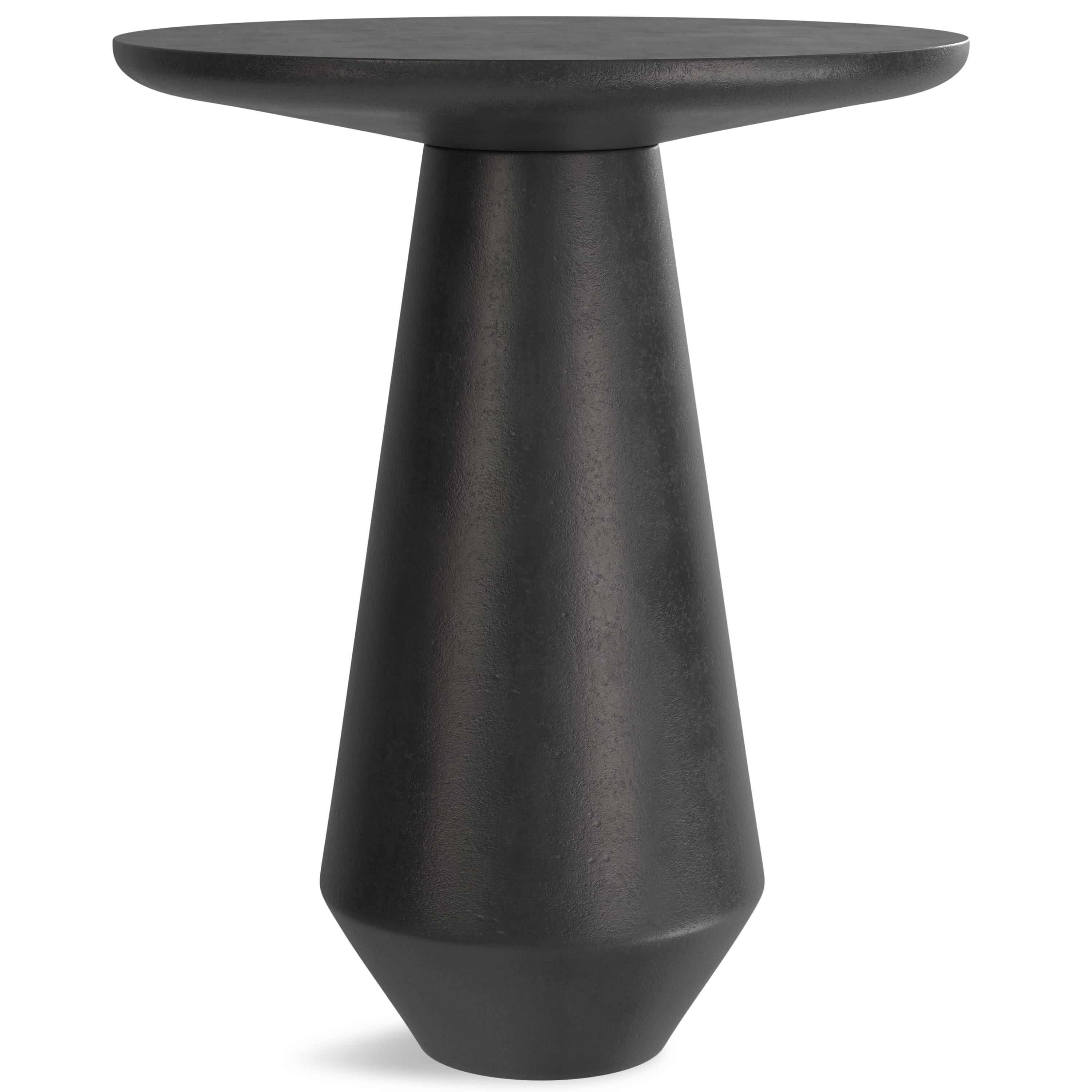 Front. Simpli Home - Gloria Contemporary 16 inch Wide Cast Aluminum Side Table in Graphite, Fully Assembled - Graphite.