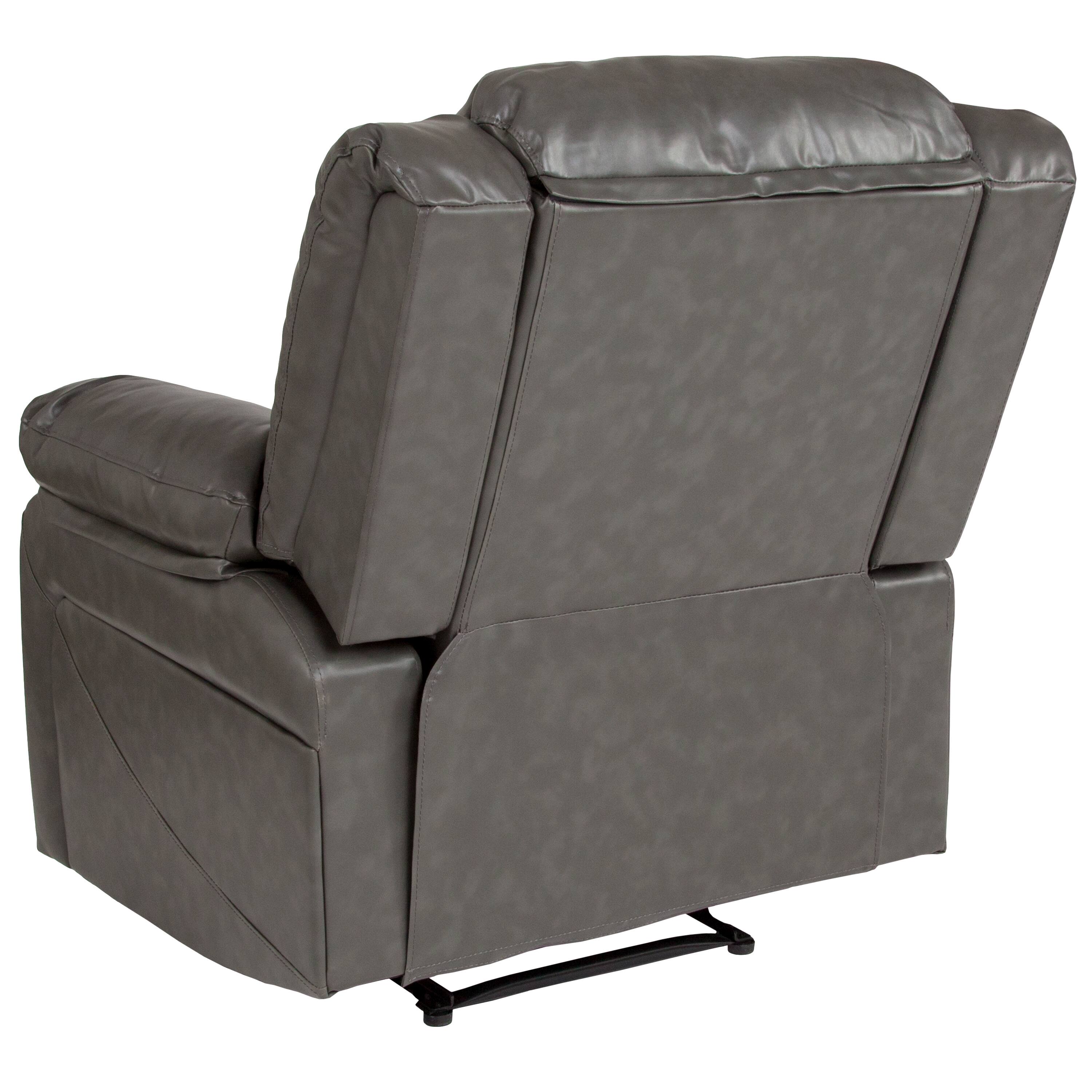 Alt View 5. Emma + Oliver - Recliner with Bustle Back and Padded Arms - Gray LeatherSoft.