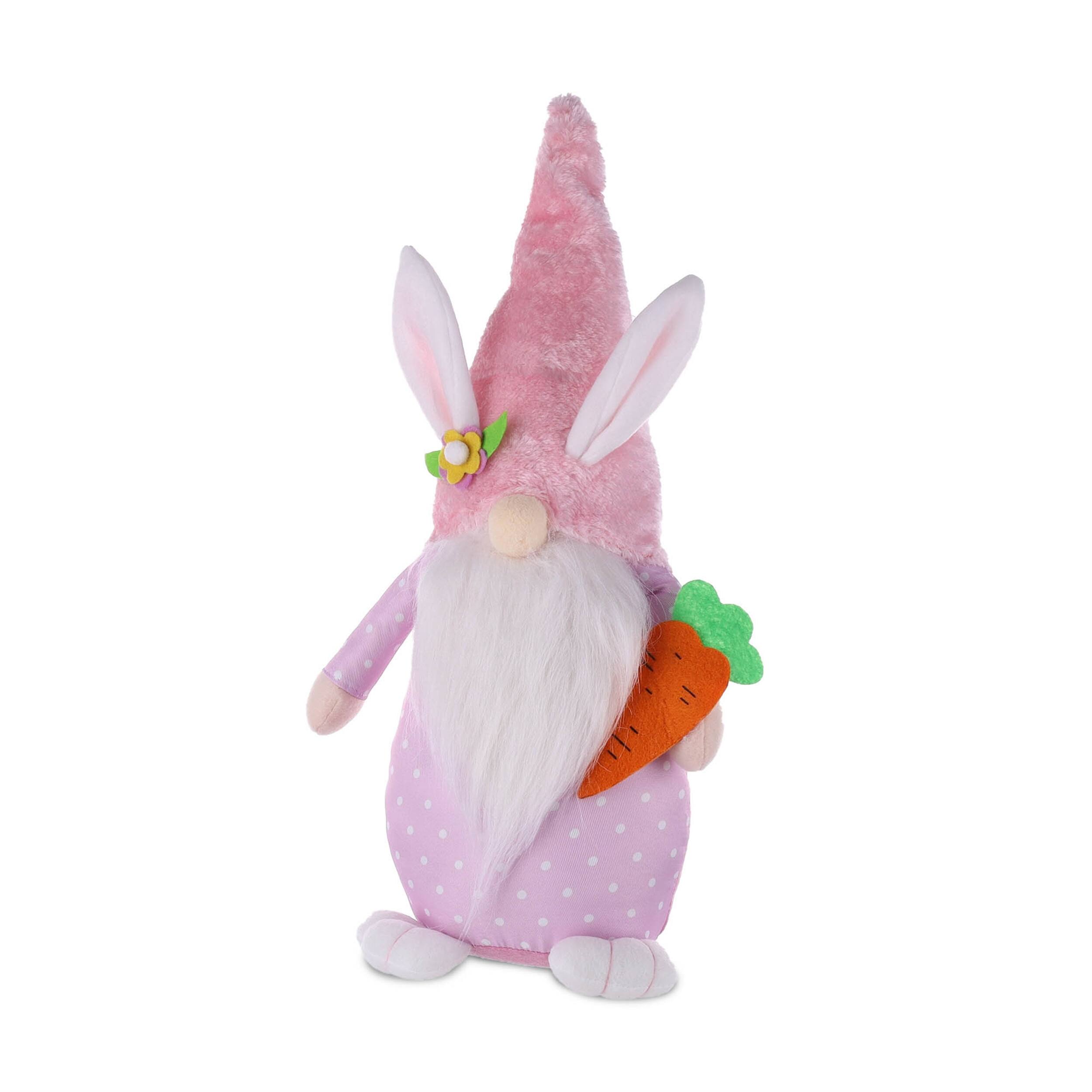 Left. BreeBe - Plush Easter Bunny Gnome Shelf Sitter (Set of 2) - Pink, Purple.