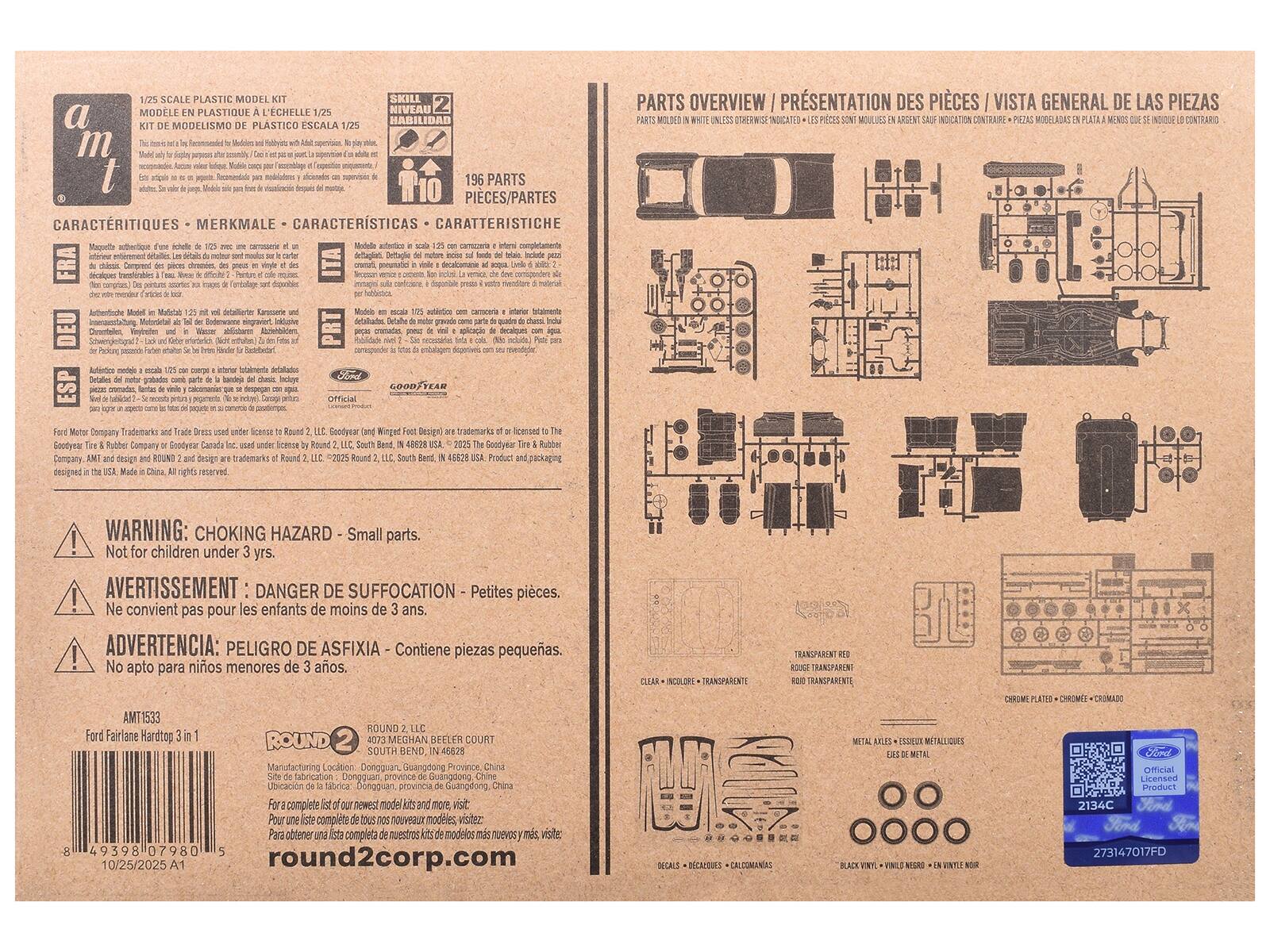 **1/25 SCALE PLASTIC MODEL KIT**  
**KIT DE MODELISSIMO EN PLASTICO ESCALA 1/25**  
**MODELE EN PLASTIQUE À L'ÉCHELLE 1/25**  
**MODELISMO PLÁSTICO ESCALA 1/25**  

**SKILL LEVEL**  
**NIVEAU**  
**HABILIDAD**  
**SKILL**  

**196 PARTS**  
**PIECES/PARTES**  
**PIECES**  
**CARACTERÍSTICAS**  
**MERKMALE**  
**CARATTERISTICHE**  

**CARACTERÍSTIQUES - MERKMALE - CARACTERÍSTICAS**  
- Magnefique détails de la carrosserie de 1/25 avec une carrosserie et un intérieur complètement détaillés.  
- Autres détails tels que les détails de la suspension, les détails de la boîte de vitesses, les détails de la transmission, les détails de la suspension, les détails de la boîte de vitesses, les détails