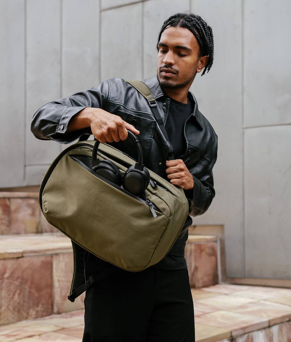 Alt View 8. ALPAKA - Metro Backpack Pro 24L Laptop Backpack for Men, Backpack with Laptop Compartment (16"), 3-Zone Storage - Green Axoflux 400D Ripstop Nylon.