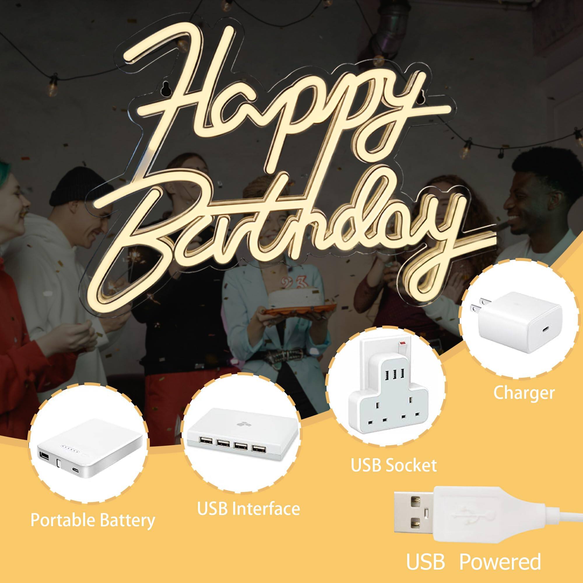 Happy Birthday

- Portable Battery
- USB Interface
- USB Socket
- USB Powered
- Charger