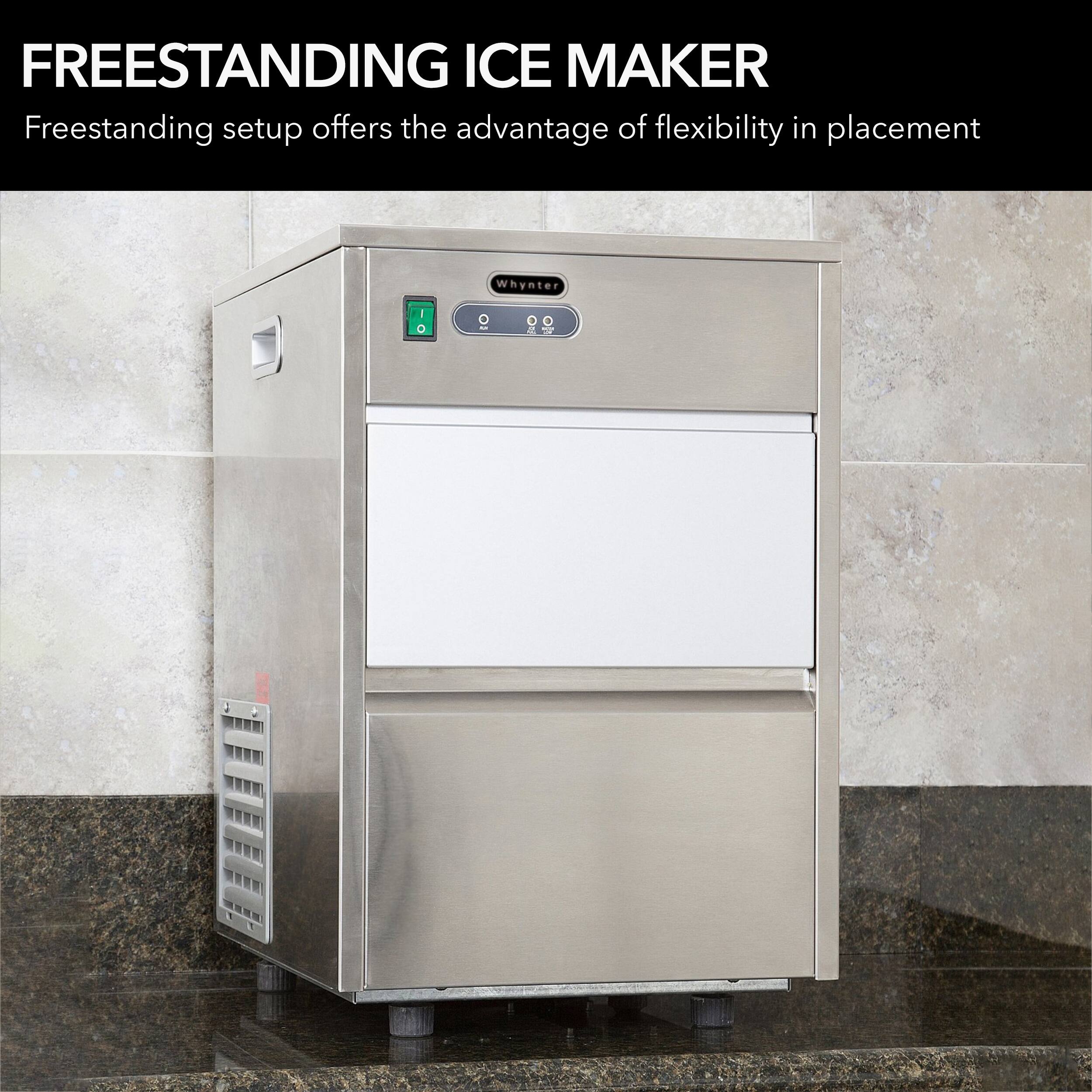 Alt View 14. Whynter - 15" 44-Lb. Freestanding Icemaker - Stainless steel.