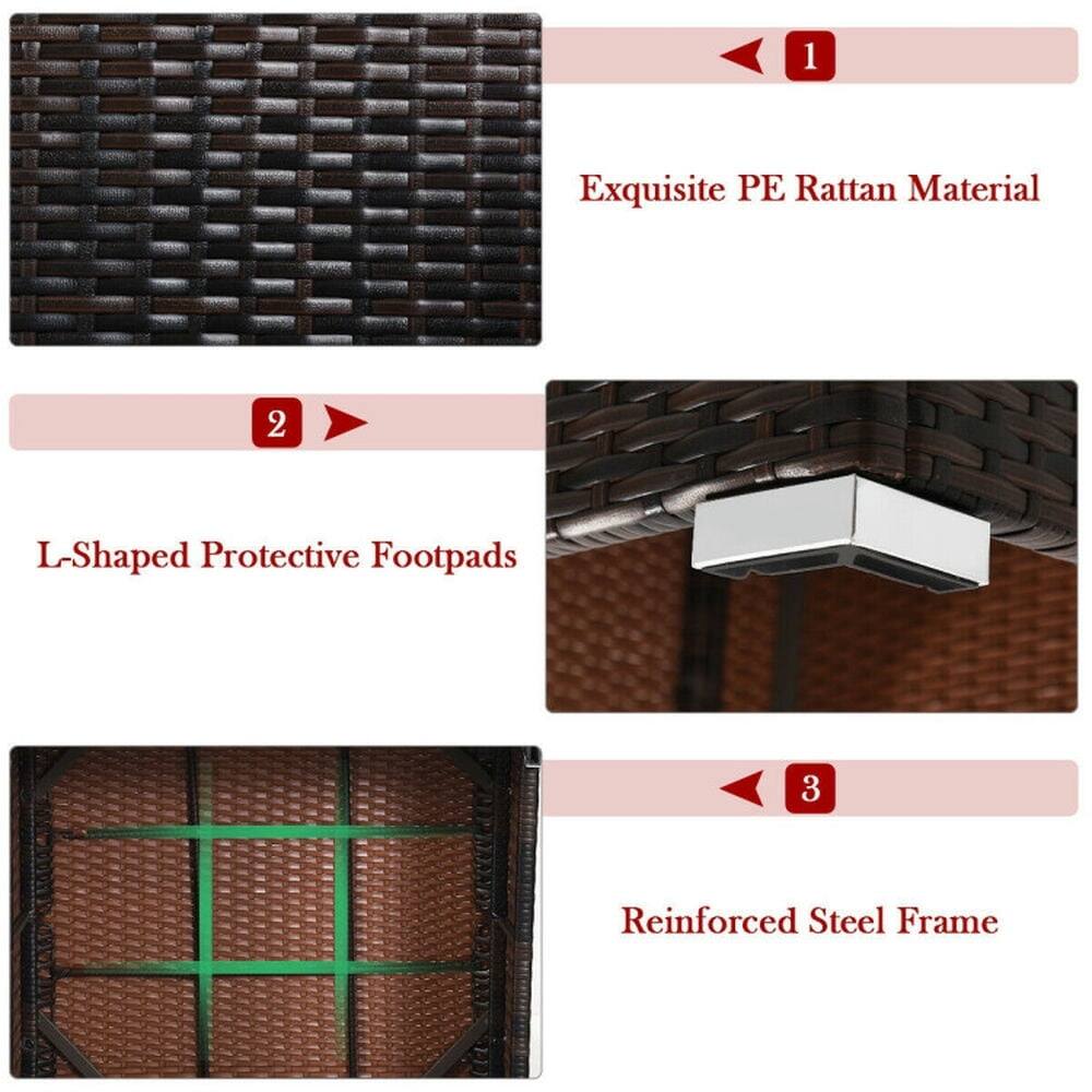 1. Exquisite PE Rattan Material  
2. L-Shaped Protective Footpads  
3. Reinforced Steel Frame