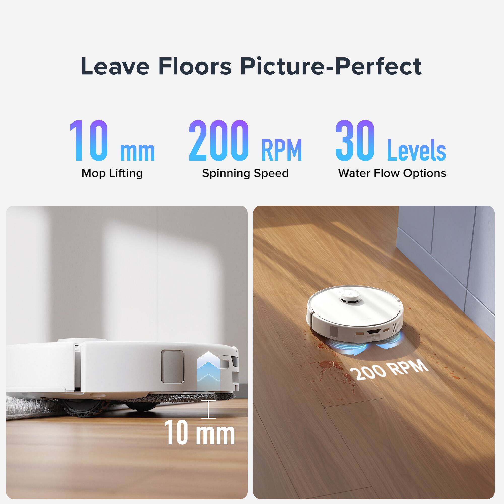Leave Floors Picture-Perfect: 10 mm Mo Lifting, 200 RPM Spinning Speed, 30 Levels, Water Flow Options.