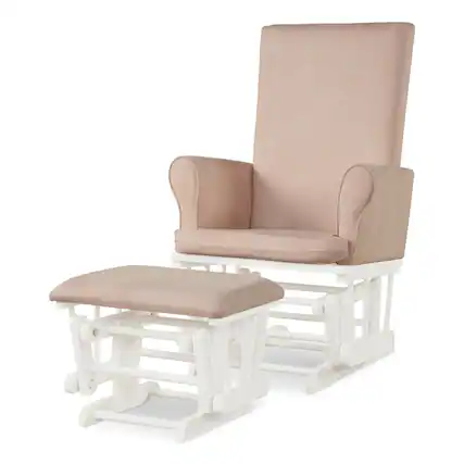 Front. Gymax - Gymax Glider and Ottoman Cushion Set Wooden Baby Nursery Rocking Chair Pink - Pink.