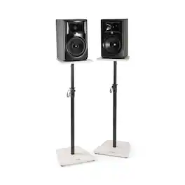 On Stage Stands - On-Stage Wood Studio Monitor Stands- Floor Bookshelf Speaker Stands, Adjustable, Weight Capacity 90Lb Each, Recording - Black
