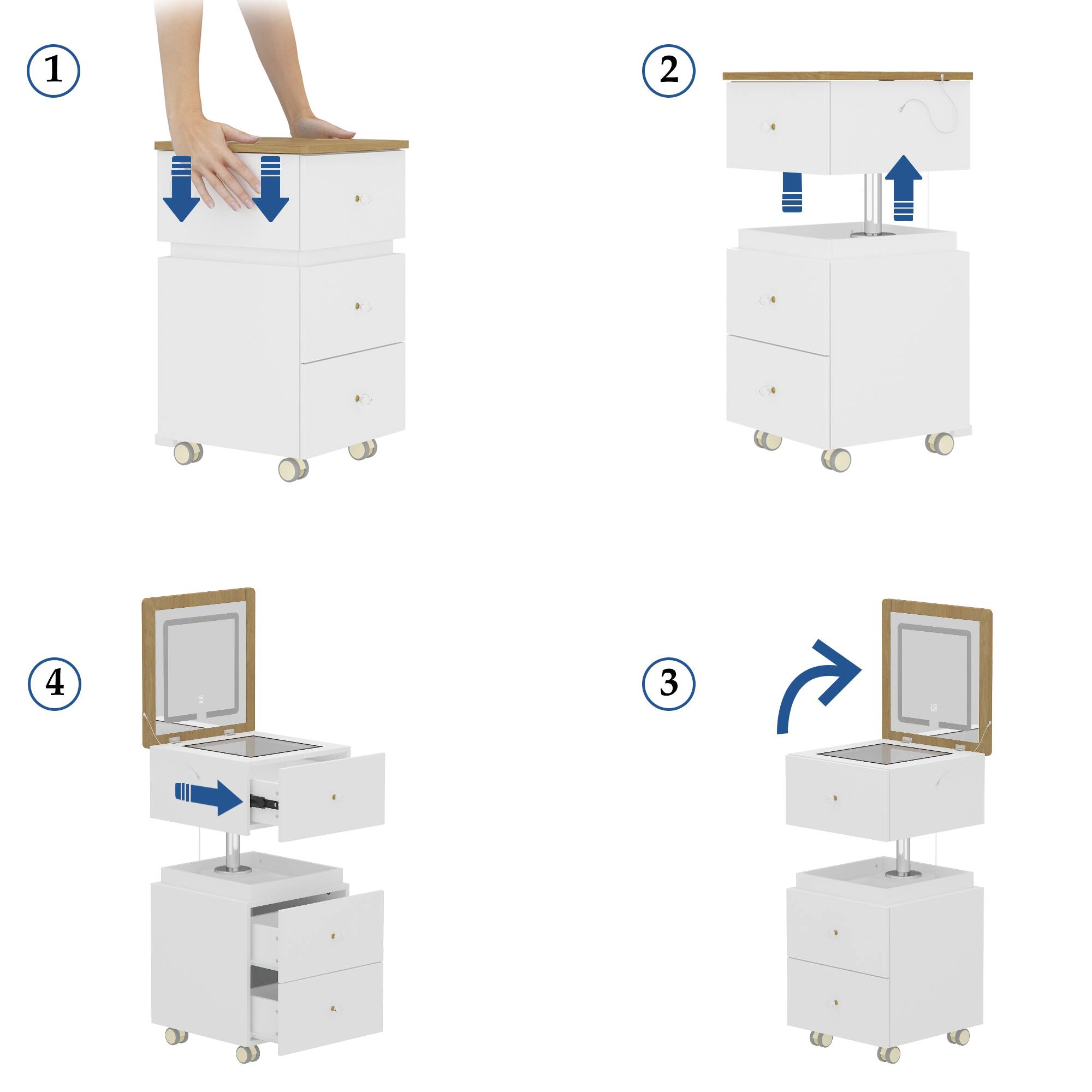 Alt View 9. Famapy - Smart Lift-Top Vanity Desk with Lights & Storage, Nightstand Makeup Table, Vortex Flush Comfort Upgrade - White.
