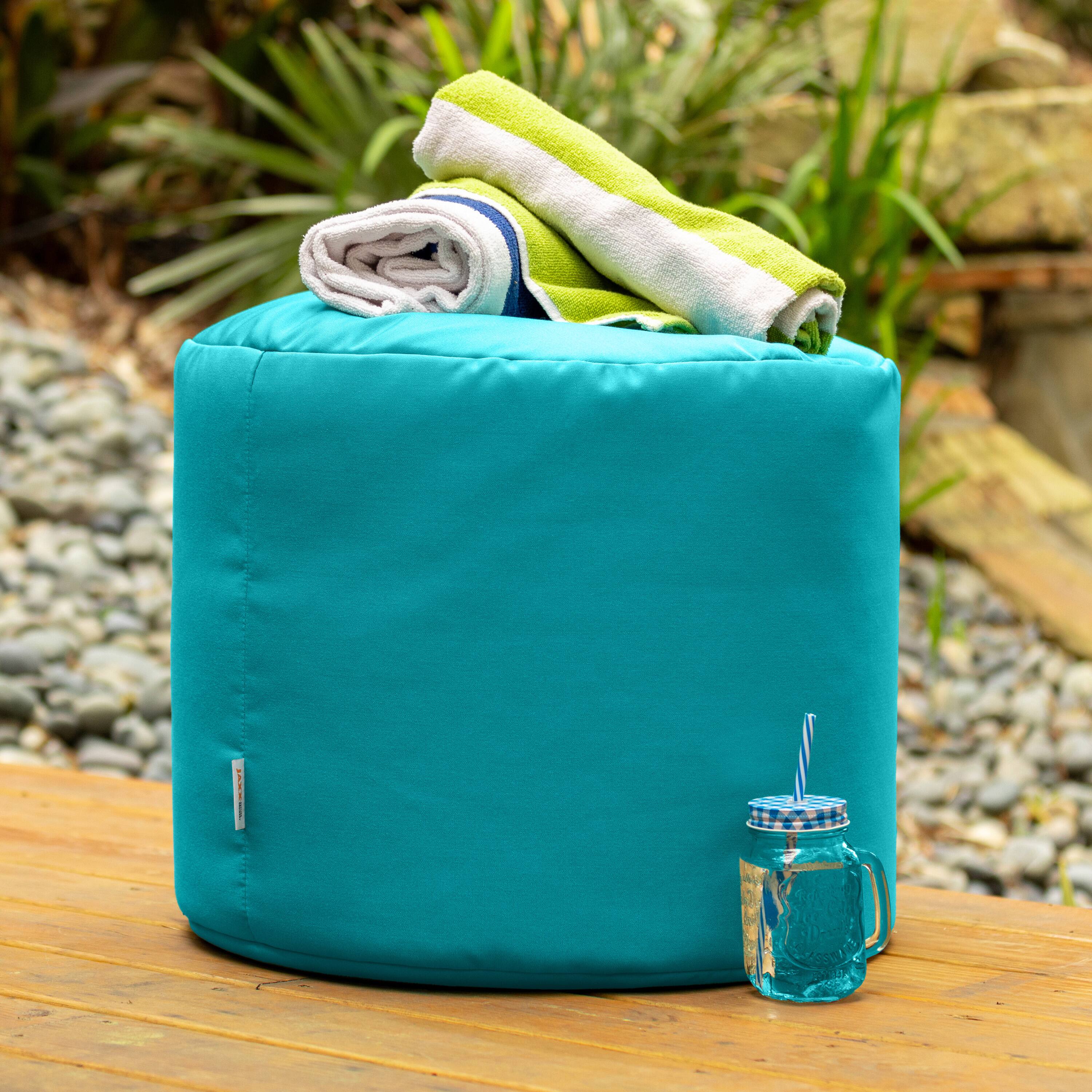 Angle. Jaxx - Jaxx Spring Indoor / Outdoor Bean Bag Pouf Ottoman, Light Blue - Light Blue.