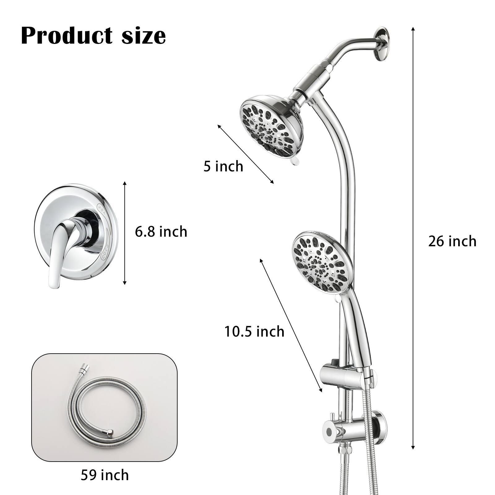 Product size: 5 inch, 6.8 inch, 26 inch, 10.5 inch, 59 inch