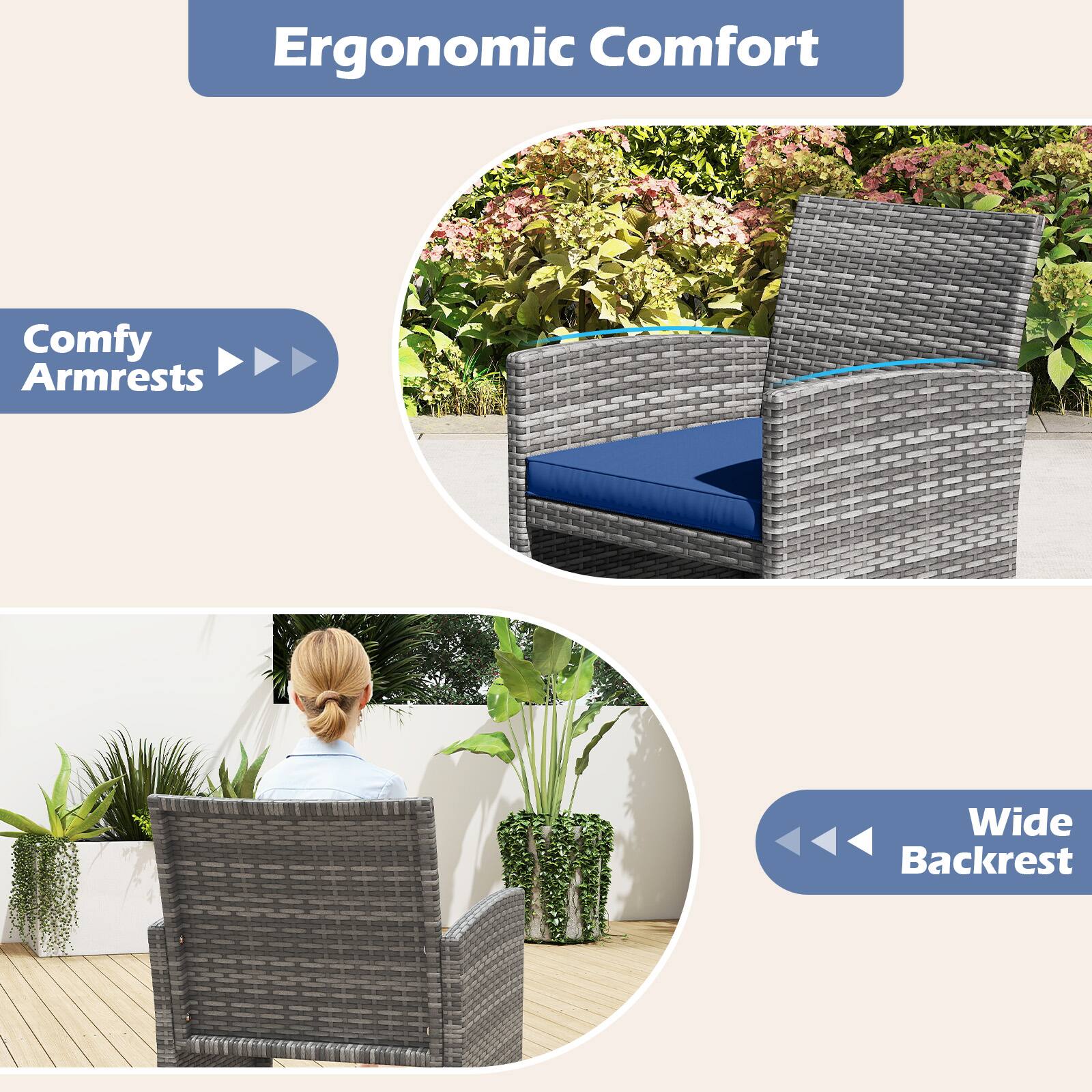 Ergonomic Comfort

Comfy Armrests

Wide Backrest