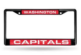 Rico Industries - Washington Capitals NHL Black Metal Laser Cut License Plate Frame - Multi