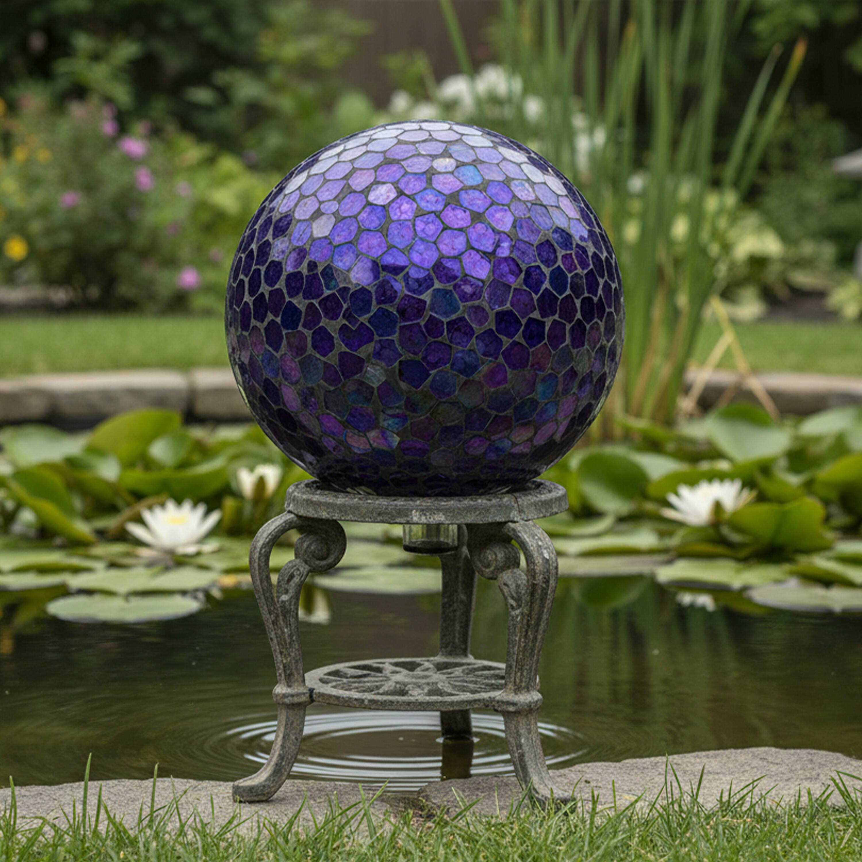 Alt View 7. Sunnydaze - Glass Mosaic Gazing Globe - 10 in - 2pk - Iridescent Purple.