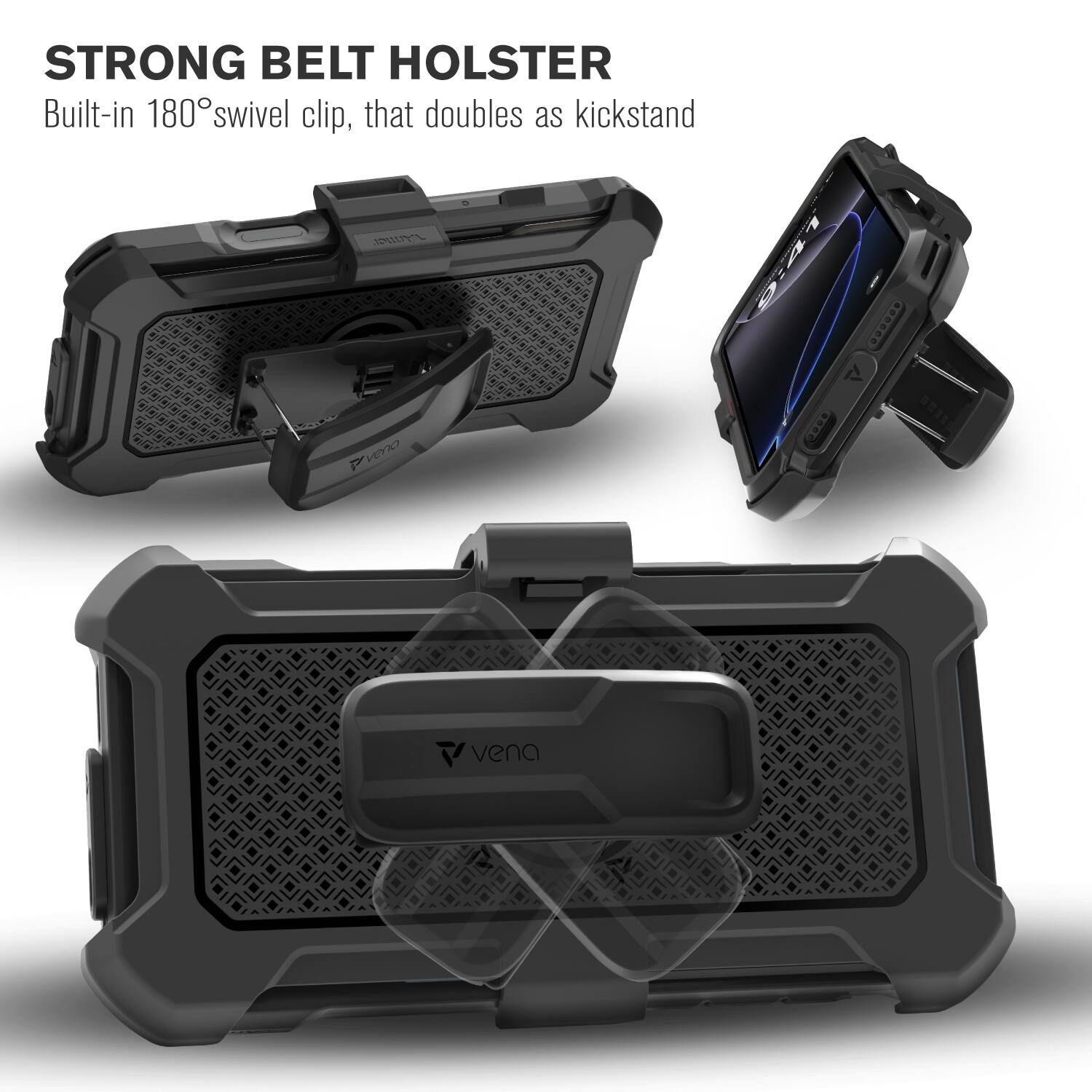 STRONG BELT HOLSTER Built-in 180 swivel clip, that doubles as kickstand 10I P 541 OOO Ba1 V vena