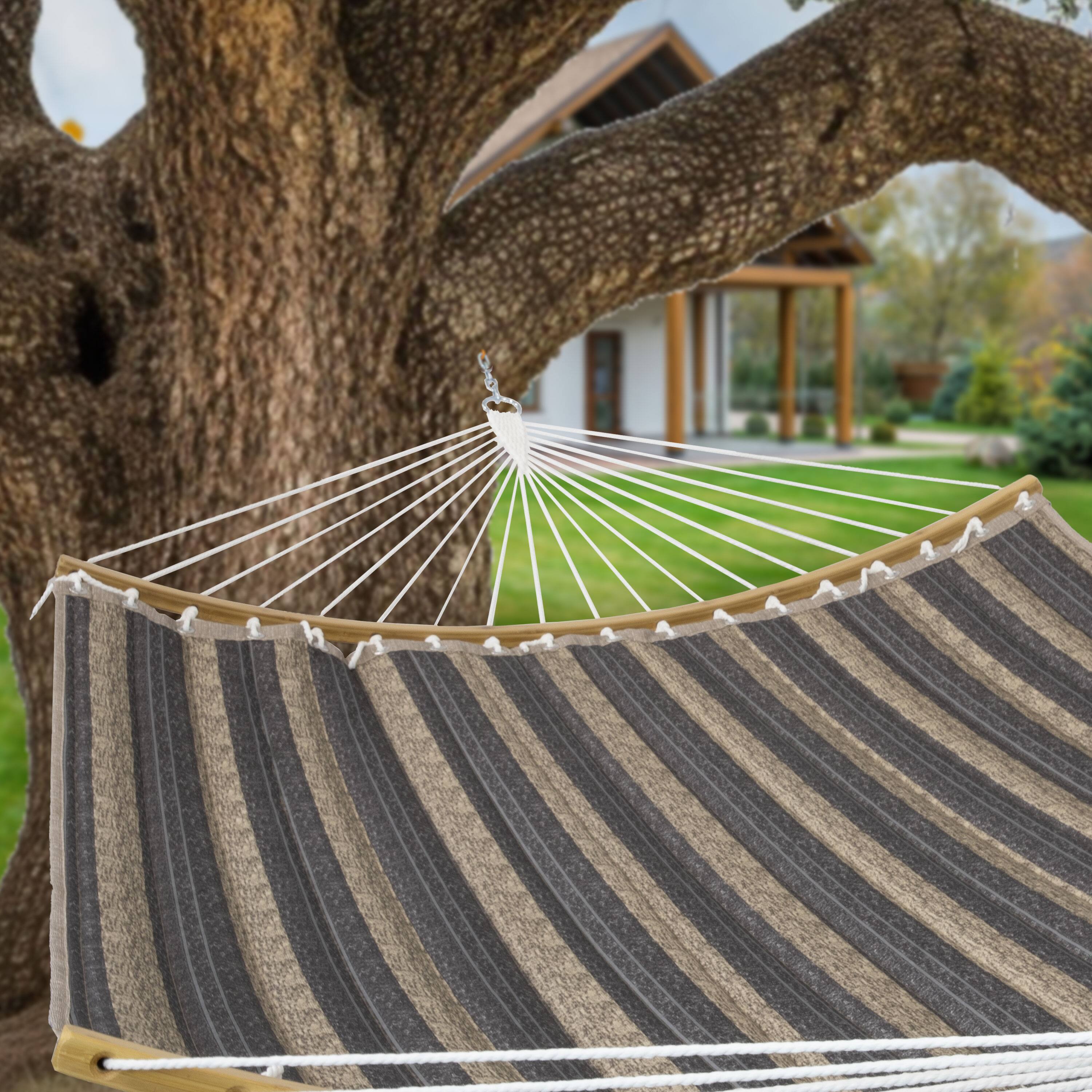 Alt View 10. Sunnydaze - Quilted Hammock with Curved Spreader Bar - Mountainside.
