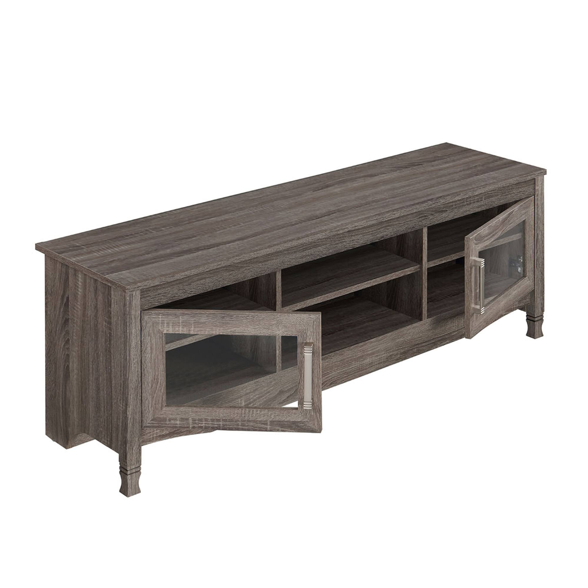 Alt View 4. GOODSILO - Stylish Driftwood TV Stand with Storage Shelves and Cable Management for TVs Up to 60 Inches - Gray.