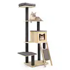 Front. Gymax - Gymax 69 in Modern Wood Cat Tree 5-Tier Tall Cat Tower w/ Washable Cushions.