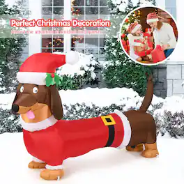 Costway - 5 FT Inflatable Christmas Dog w/ LED Lights Blow Up Outdoor Yard Lawn Decoration - Multicolor