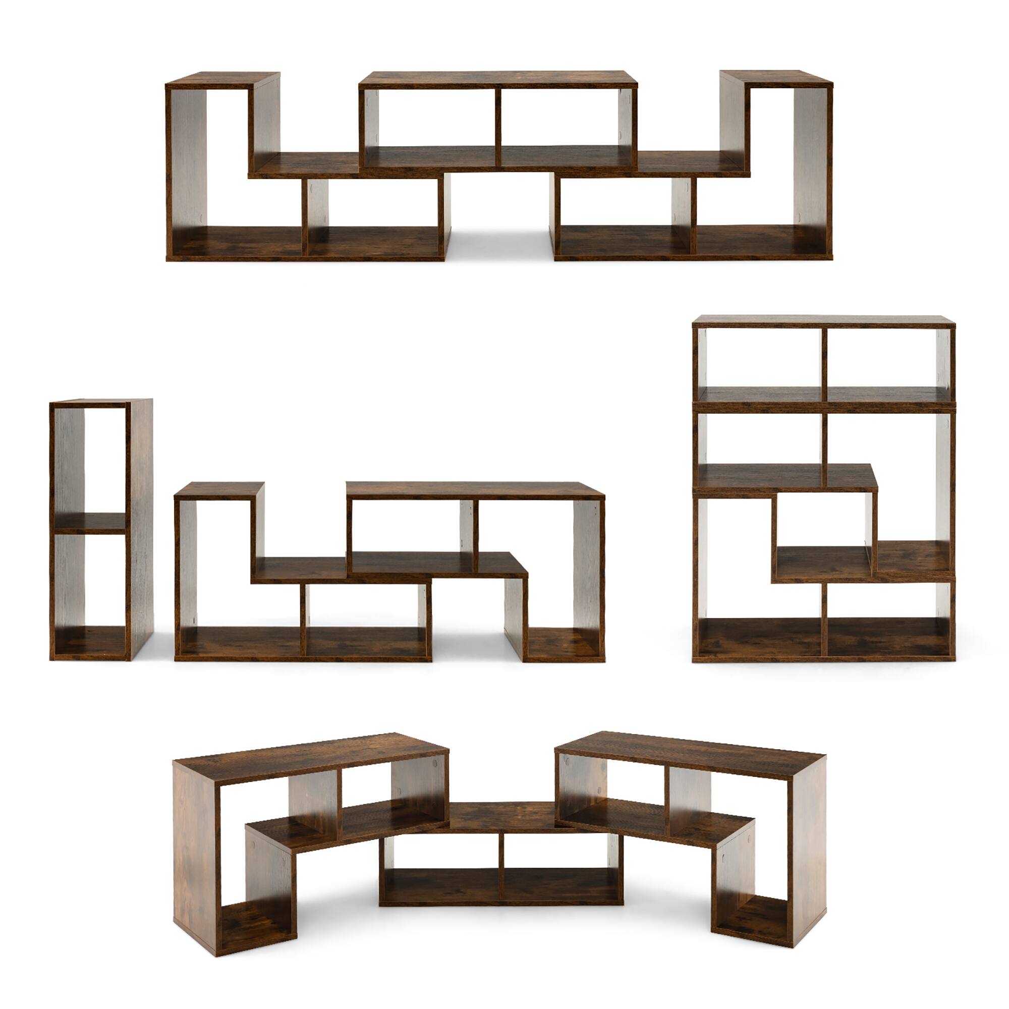 Alt View 19. Costway - 3 Pieces TV Console Stand Modern Entertainment Center Storage Bookcase - Brown.