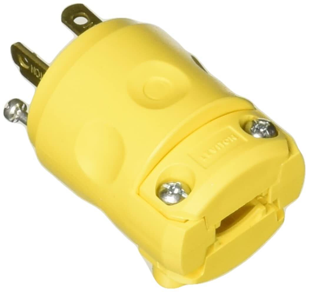 Front. Leviton - 20 Amp 250 Volt Grounding Plug 620PV - Yellow.