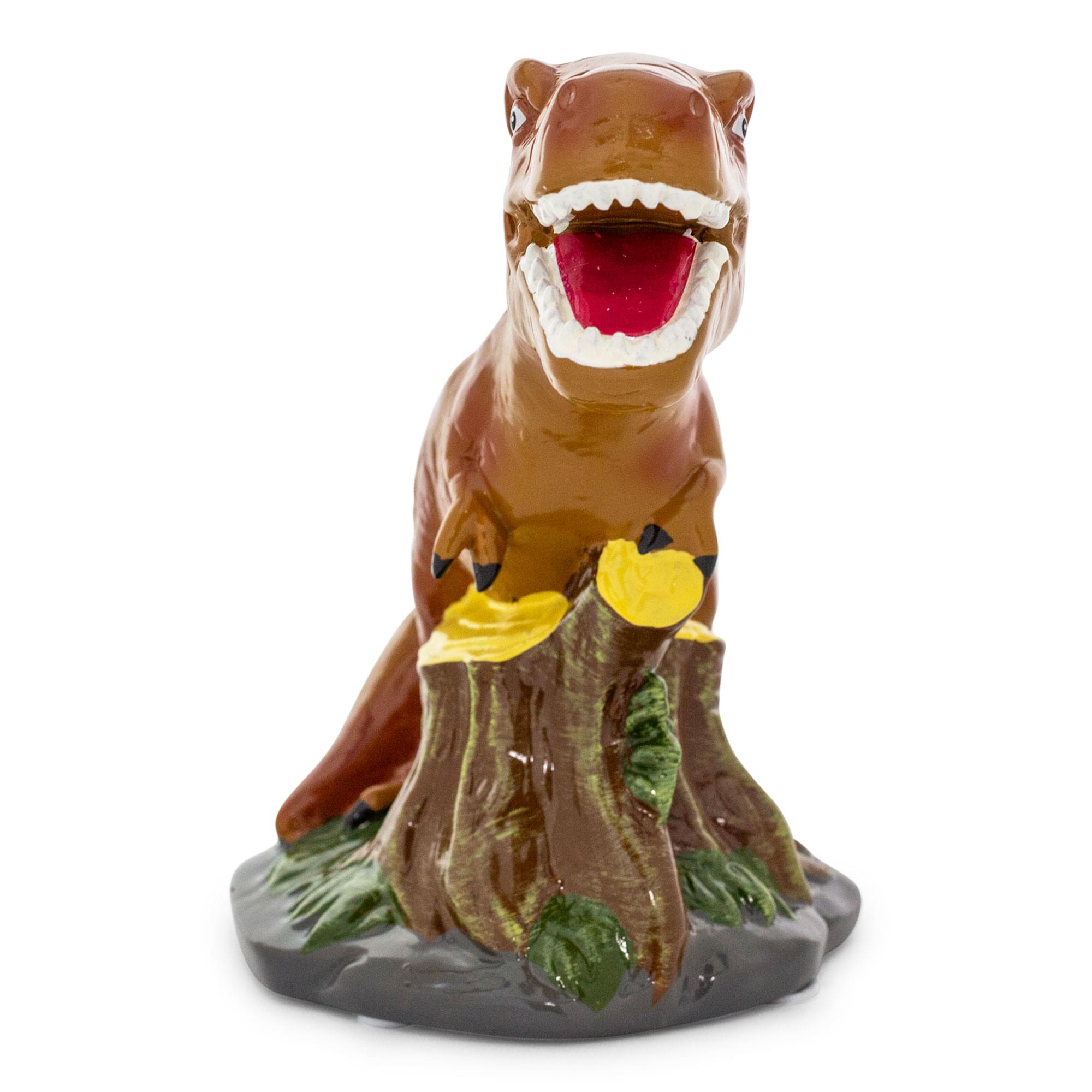 Alt View 1. Silver Buffalo - Jurassic World T-Rex 6-Inch Ceramic Sculpted Coin Bank Storage - Brown.