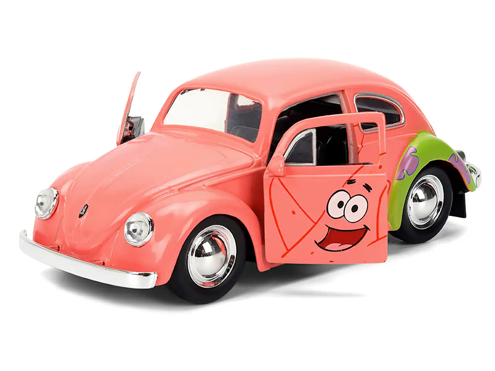 Angle. Jada - 1959 Volkswagen Beetle "Patrick Star" Pink "SpongeBob SquarePants" TV Series "Hollywood Rides" 1/32 Diecast Car by Jada - Pink.