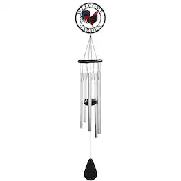 FC Design - 23"Long Rooster Wood Top Wind Chime Outdoor Patio or Garden Hanging Wind Chime Decoration - Multi-Color
