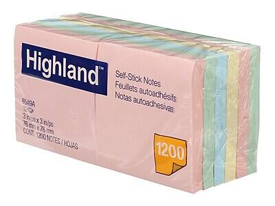Highland Feuillets Self-Stick Notes  
6549A  
3 in x 3 in / 76 mm x 76 mm  
CONT 1200 NOTES / HOJAS 1200