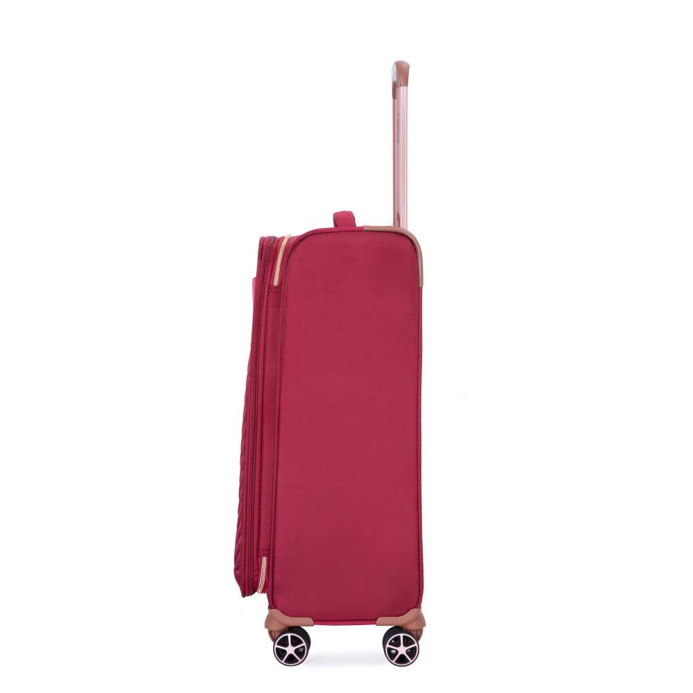Back. BreeBe - Lightweight Durable Softshell Suitcase Spinner Wheels Terylene Luggage Set 4-Piece (16/20/24/28) - Wine Red.