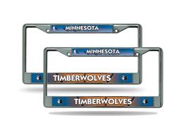 Rico Industries - Minnesota Timberwolves Chrome Metal License Plate Frame - Set of Two Wolves Frames - Multi