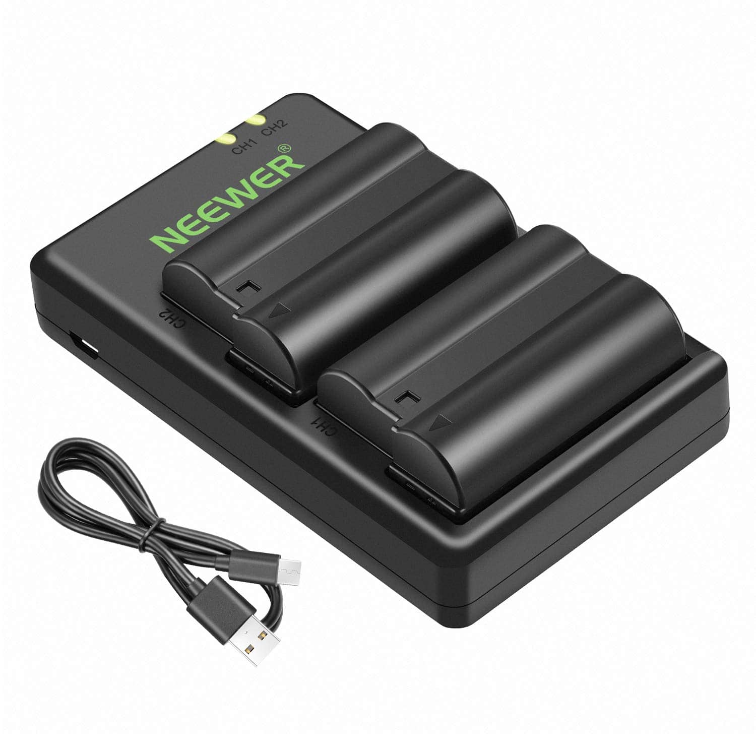 Neewer - EN-EL15 Battery & Charger Set, 2-Pack 2100mAh, Micro USB, for Nikon Z/D Series