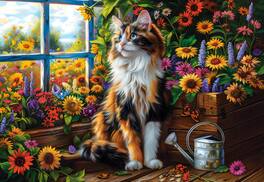 Castorland - 1000 Piece Jigsaw Puzzles, Blooming Cat Meditation, Flowers, C-105342-2 - Red