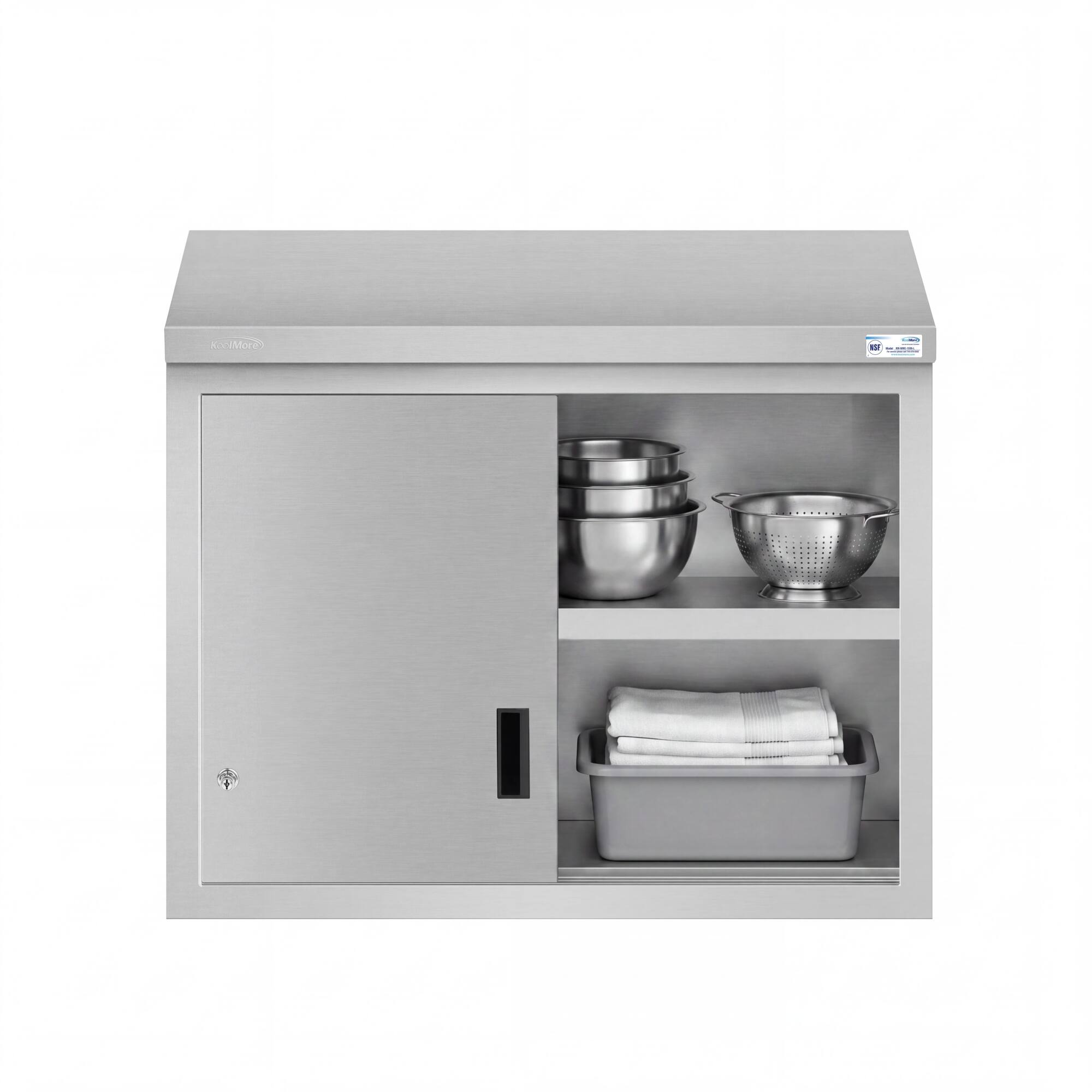 Alt View 1. Koolmore - 36 Inch Stainless Steel Commercial Wall Cabinet with Sliding Doors 15 x 48 NSF - Stainless-Steel.