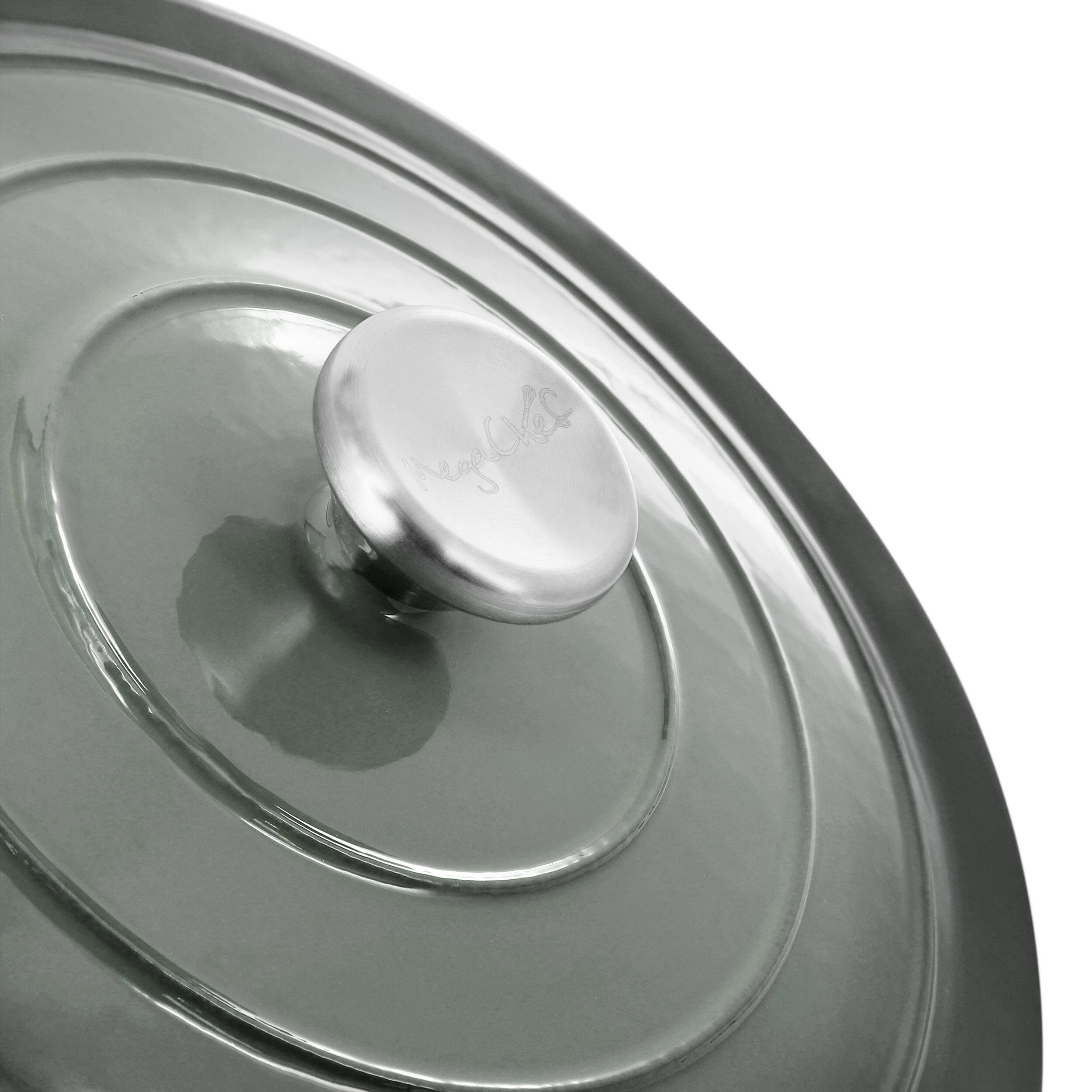 Alt View 3. Mega Chef - MegaChef 5 Quarts Round Enameled Cast Iron Casserole with Lid in Gradient Gray - Gray.