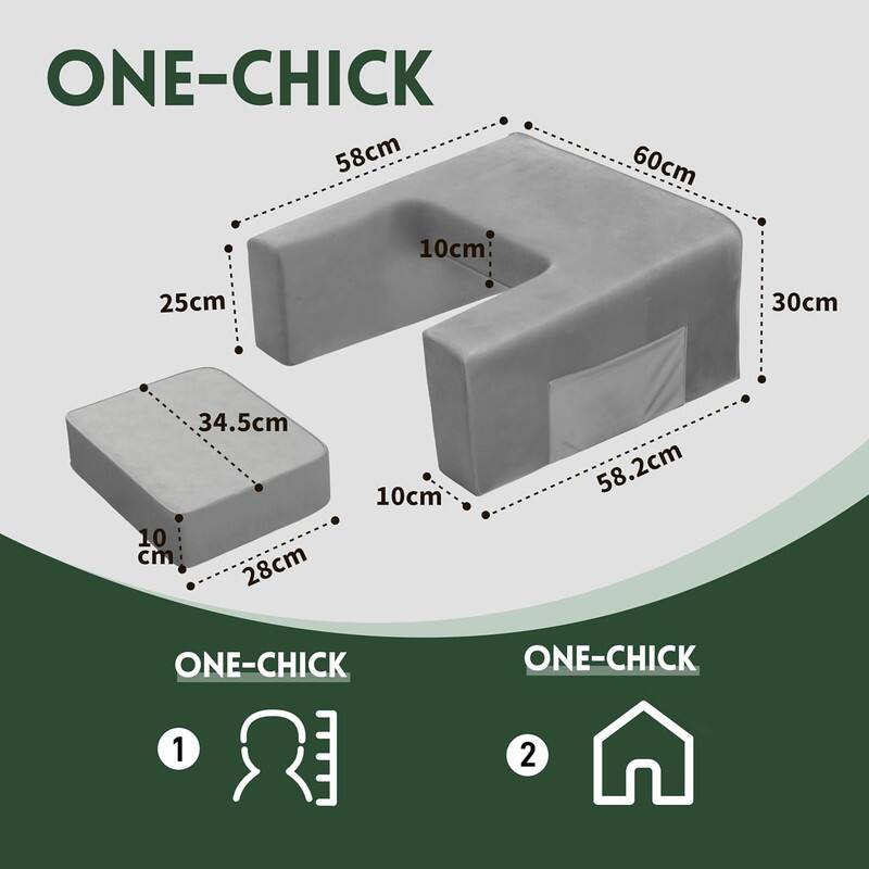 ONE-CHICK

1. 10 cm x 28 cm x 34.5 cm
2. 58 cm x 60 cm x 30 cm x 58.2 cm x 10 cm

ONE-CHICK

1. [Icon of a person]
2. [Icon of a house]